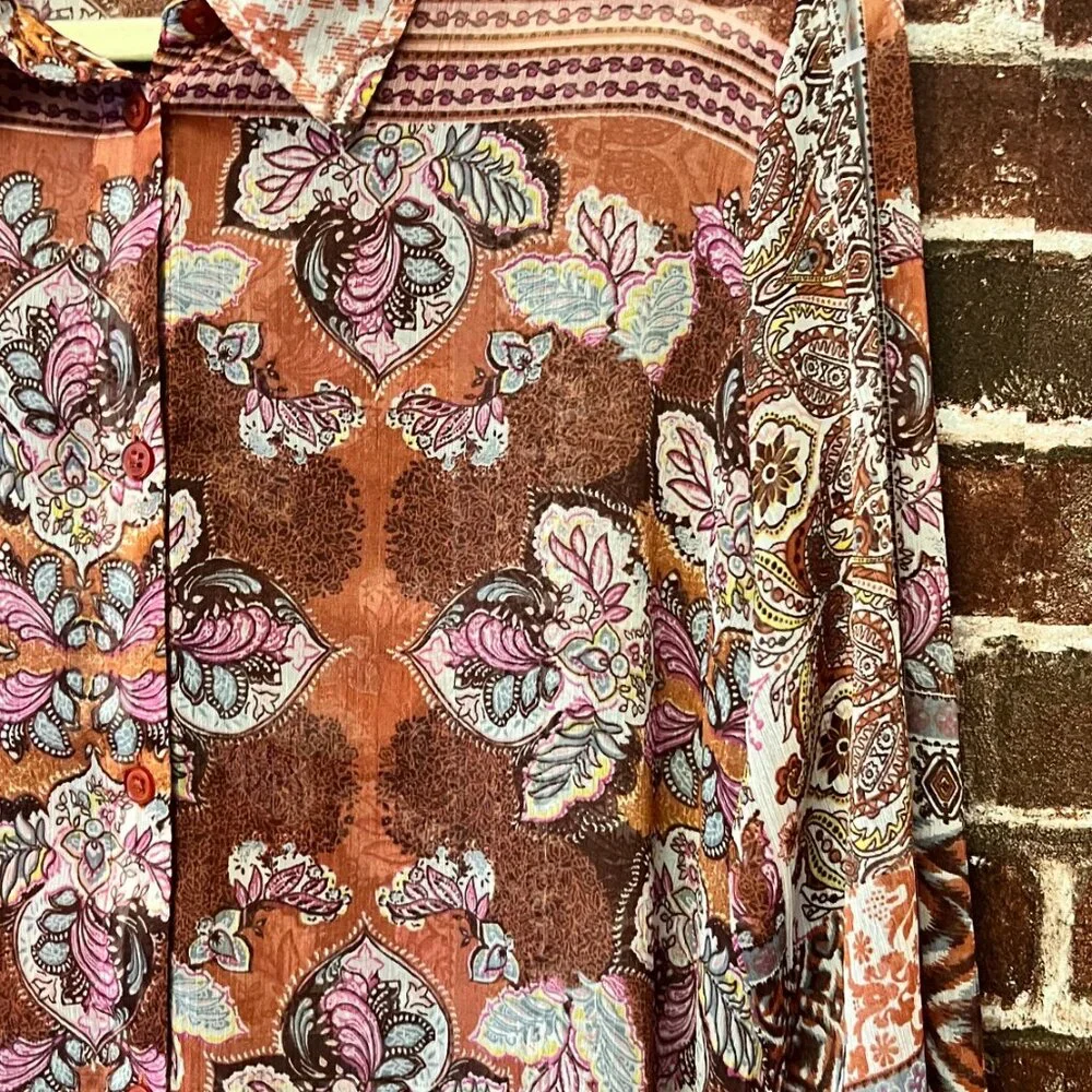 Cream Brand Boho Paisley Button Up Shirt - Size 36 (US Small) - Picture 6 of 9